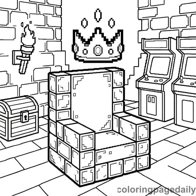 Pixelated Retro Crown - Daily printable coloring page in Video Games and Pixel Art category