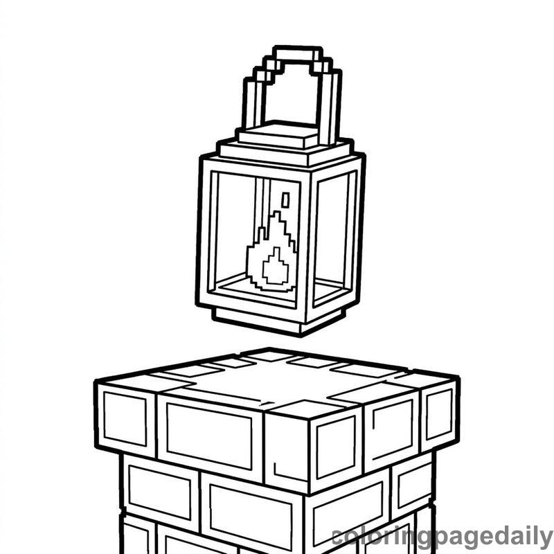 Pixelated Retro Dungeon Lantern - Colored reference example