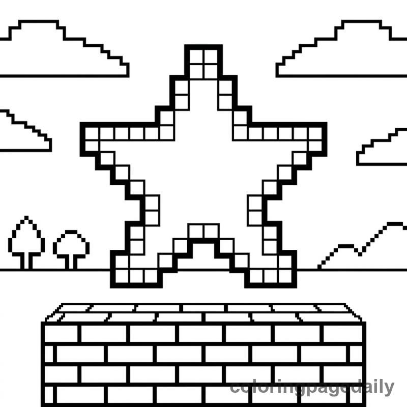 Pixelated Retro Gold Star - Colored reference example