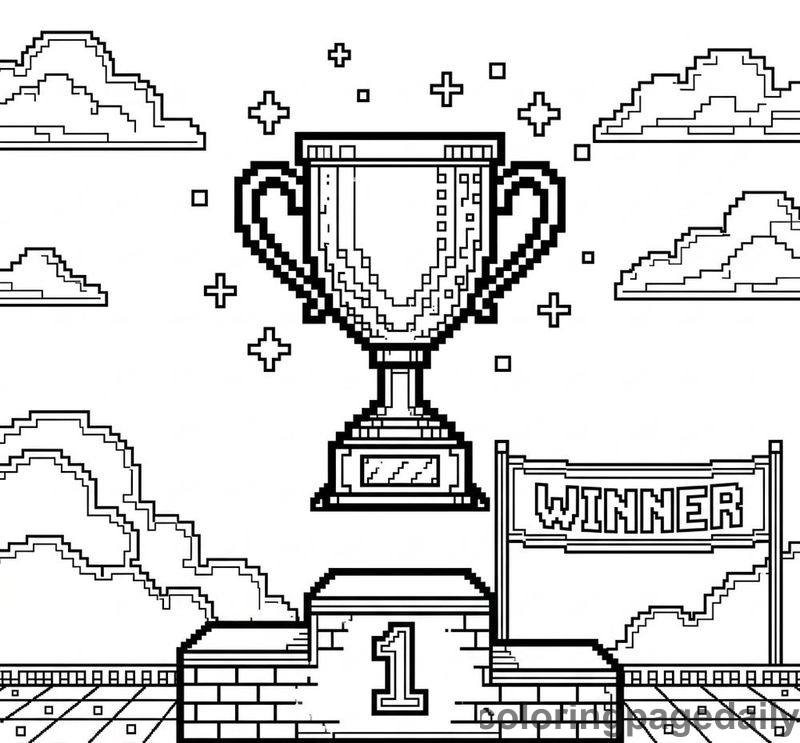 Pixelated Retro Golden Trophy - Colored reference example