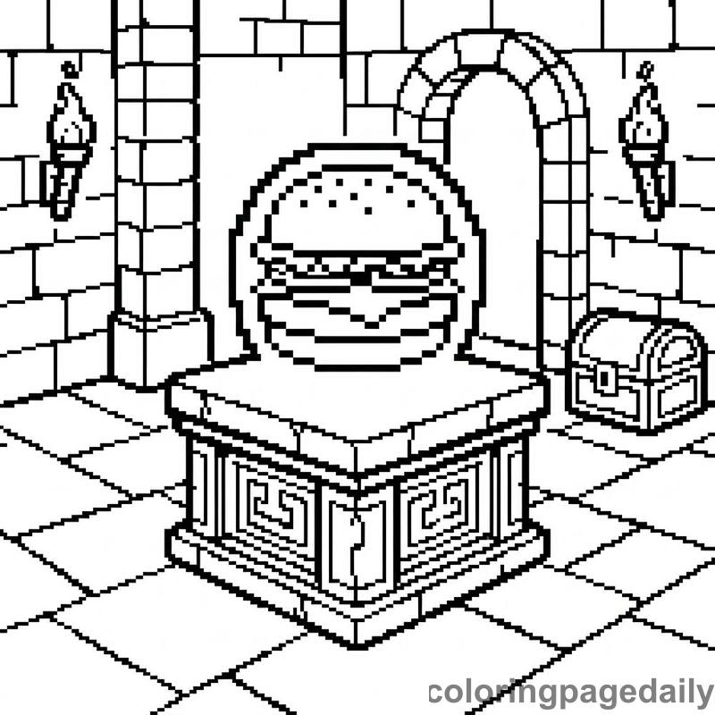 Pixelated Retro Hamburger Floating - Colored reference example