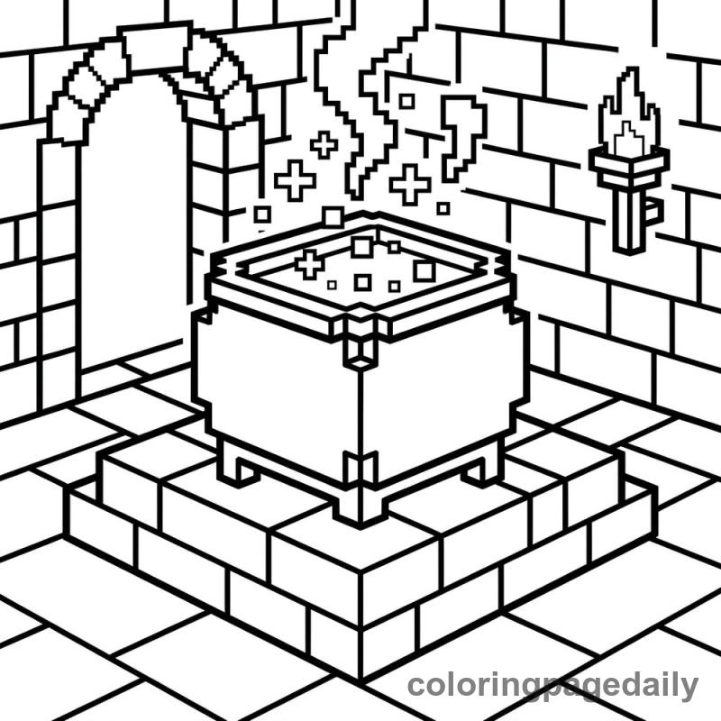 The Quest for the Magic Pixel Cauldron - story illustration coloring page