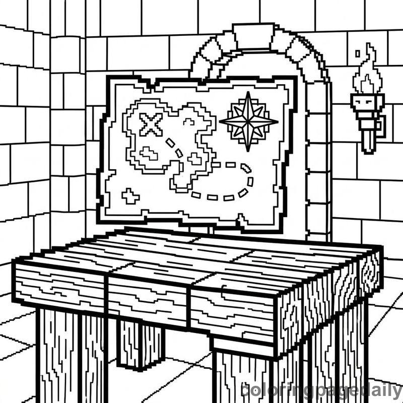 Pixelated Retro Treasure Map - Colored reference example