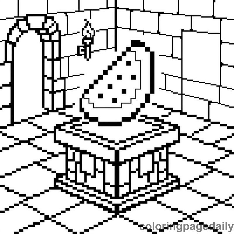 Pixelated Watermelon Slice Floating - Colored reference example