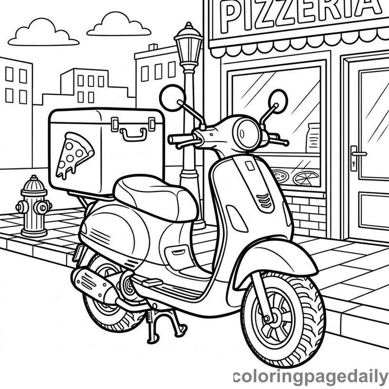 Pizza Delivery Scooter - Daily printable coloring page in Vehicle category
