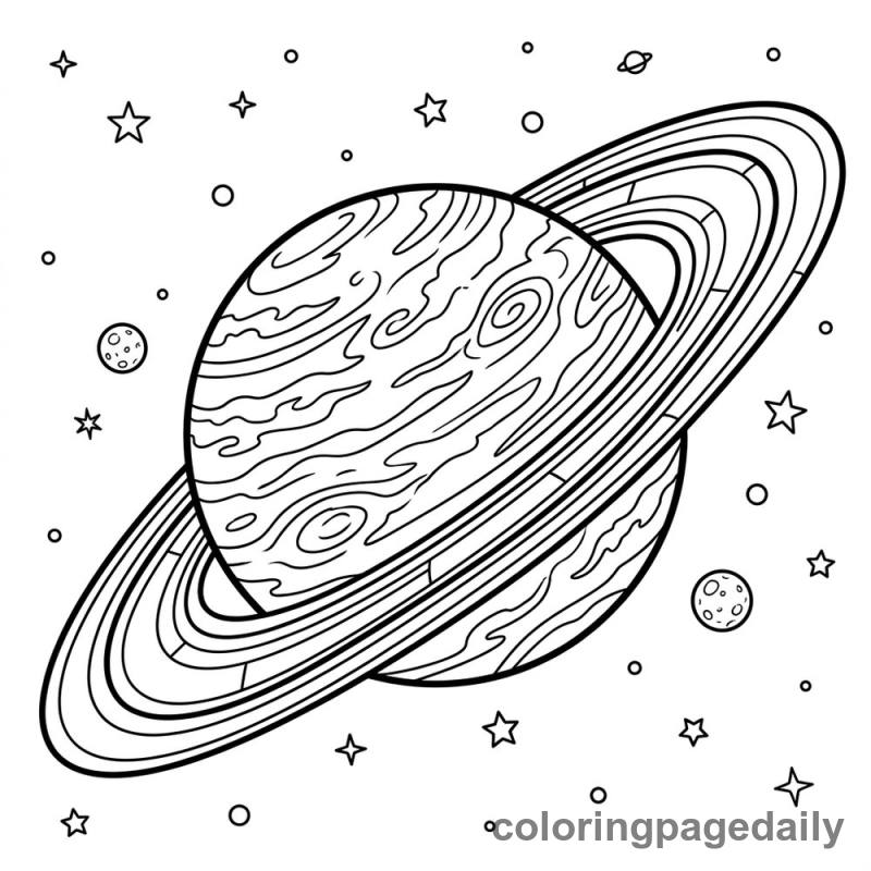 Planet Saturn in Space - Colored reference example
