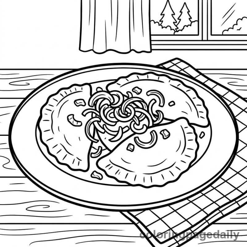 Plate of Polish Pierogi - Colored reference example