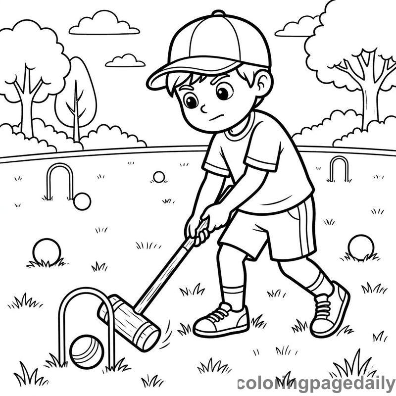 Playing Lawn Croquet - Colored reference example