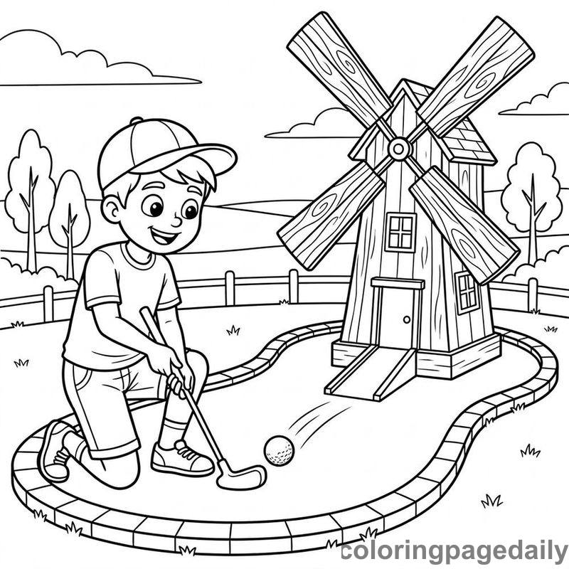 Playing Miniature Golf Windmill - Colored reference example