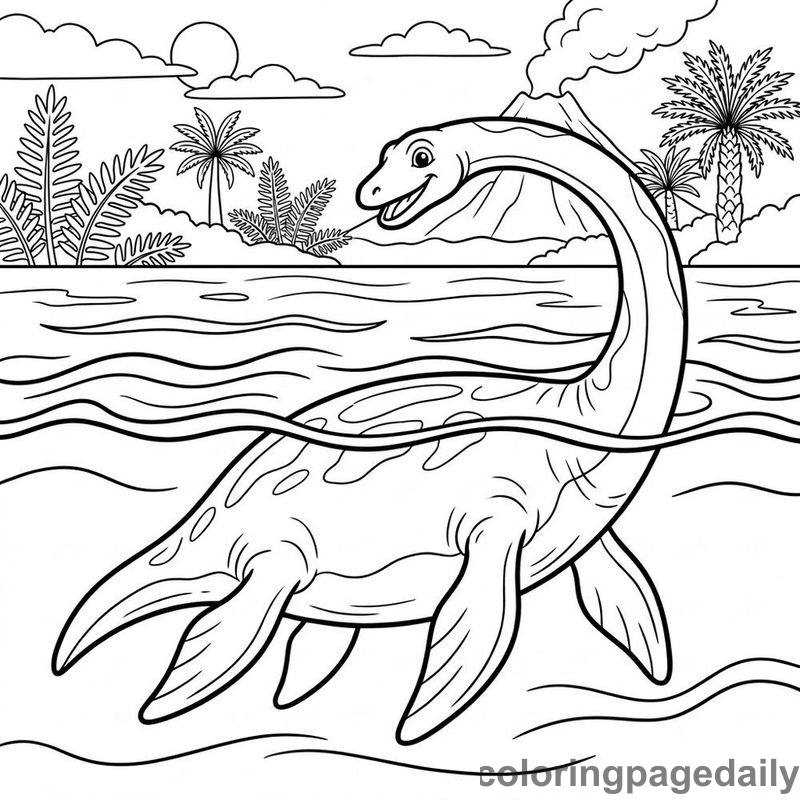 Plesiosaurus Swimming Surface - Colored reference example