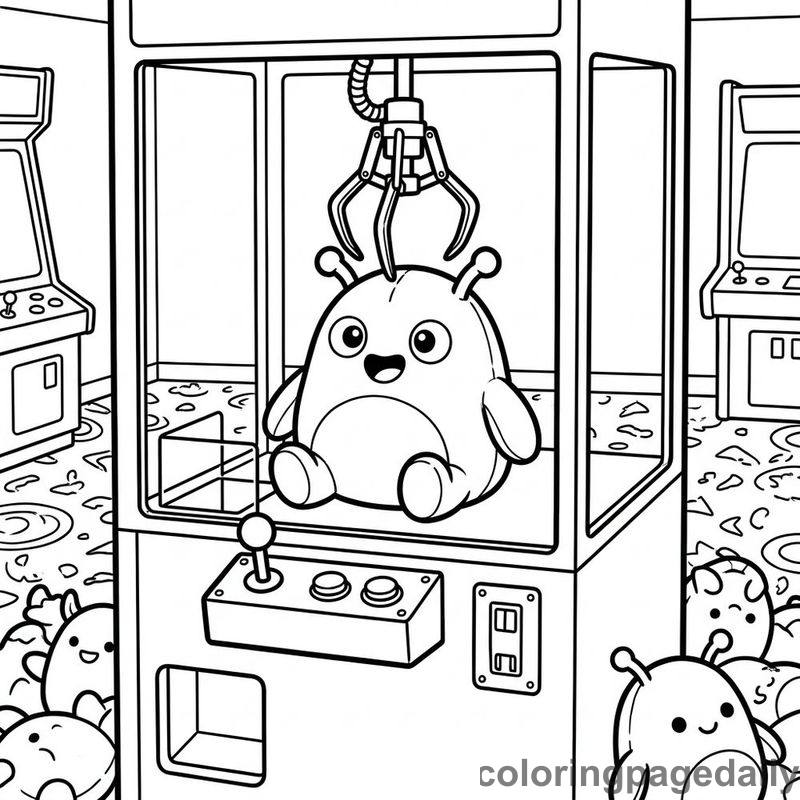 Plush Monster In Claw Machine - Colored reference example