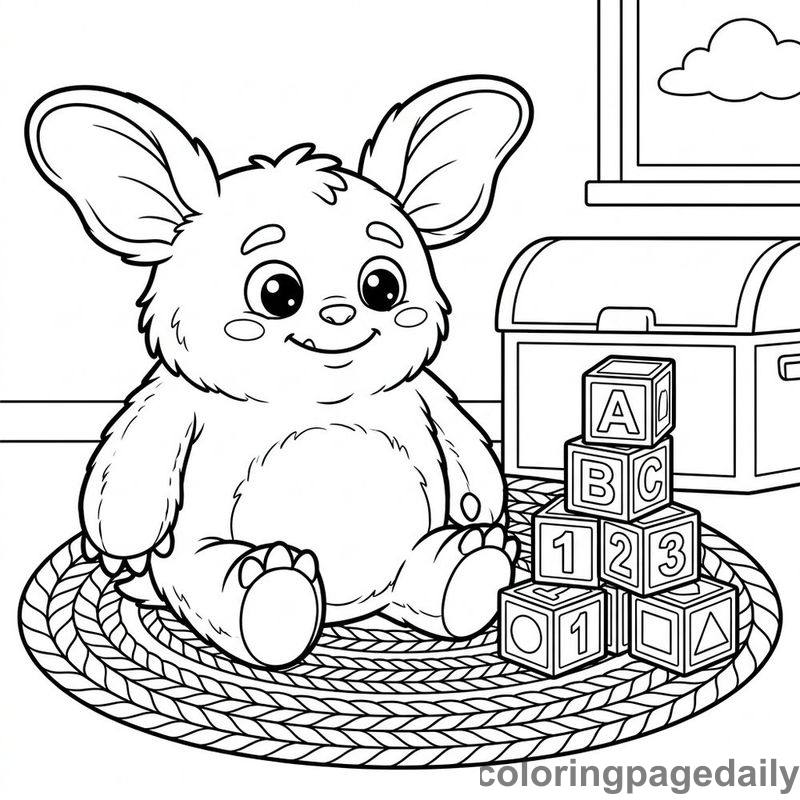 Plush Monster With Toy Blocks - Colored reference example