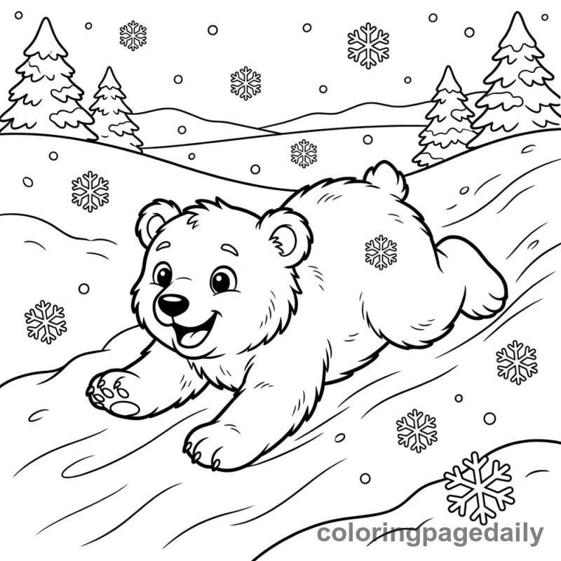 Polar Bear Cub's Snowy Slide - Colored reference example