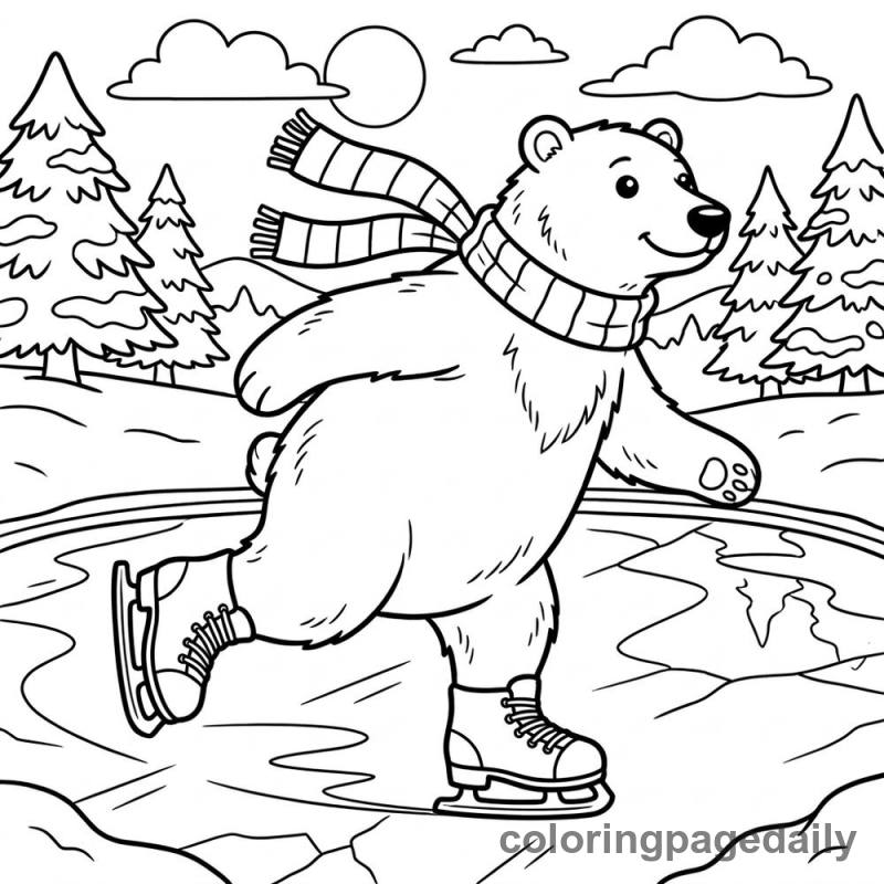 Polar Bear Ice Skating - Colored reference example