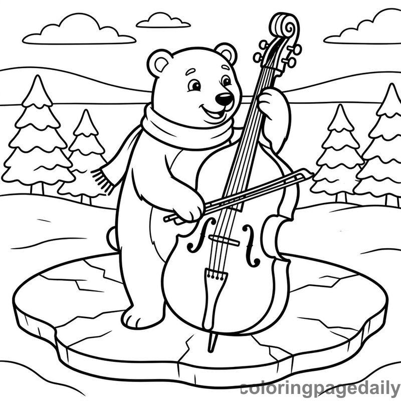 Polar Bear Playing Bass - Colored reference example