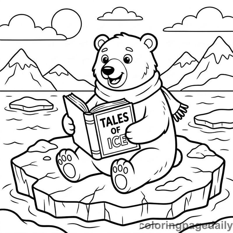 Polar Bear Reading Book - Colored reference example