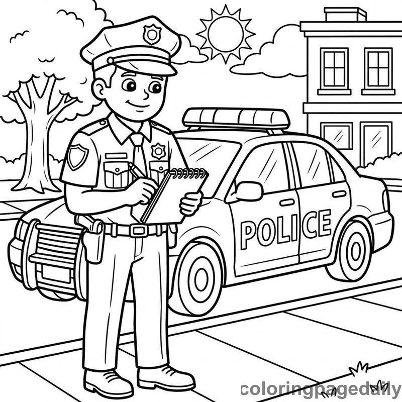 Police Officer Writing Notes - Colored reference example