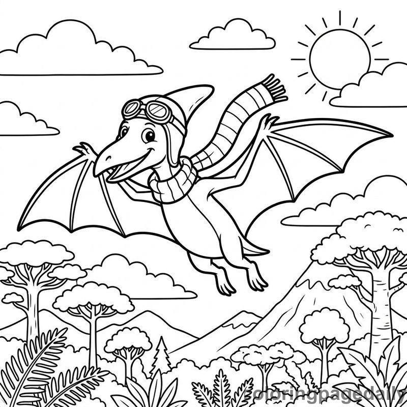 Pteranodon Aviator Flight - Colored reference example