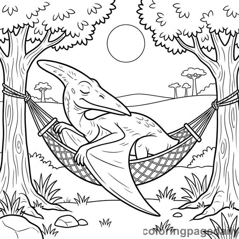 Pteranodon In Hammock - Colored reference example