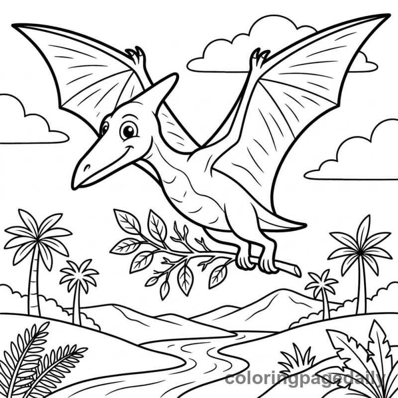Pterodactyl Carrying Branch - Colored reference example