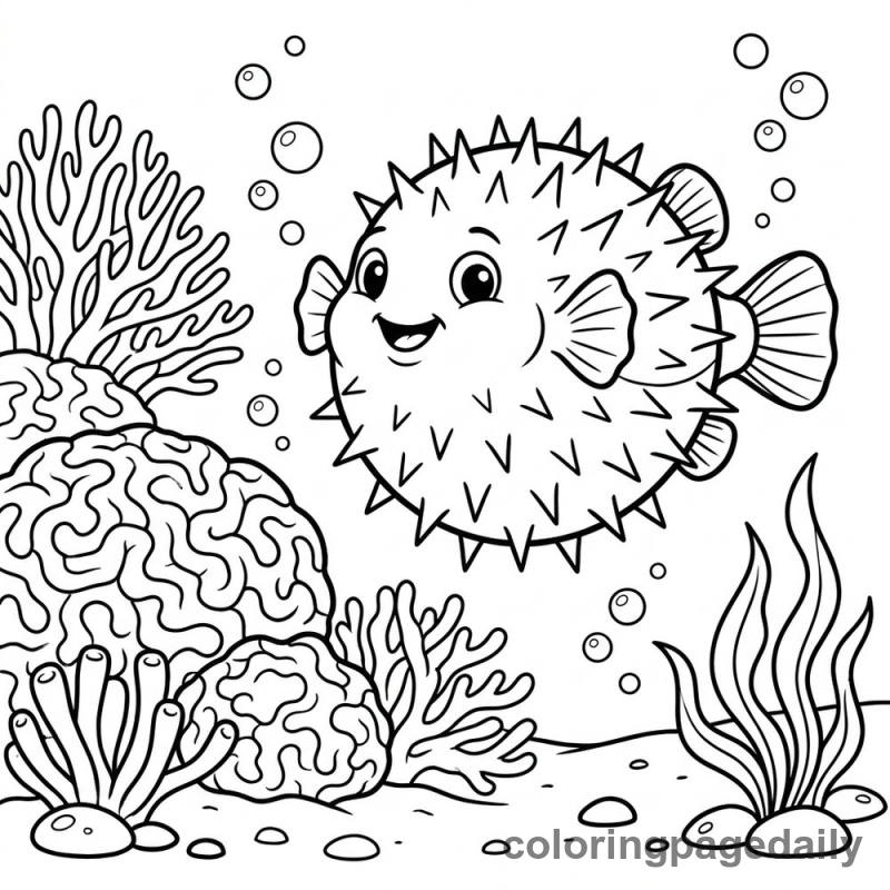 Pufferfish Puffing Up - Colored reference example