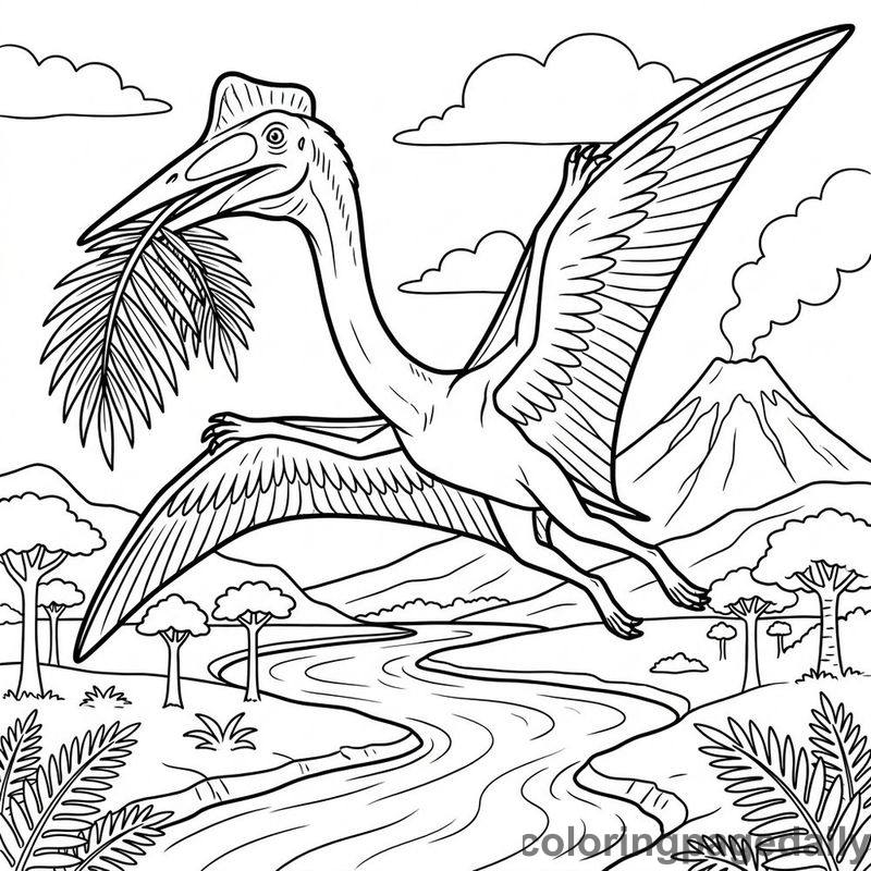 Quincy’s Big Prehistoric Delivery Adventure - story illustration coloring page