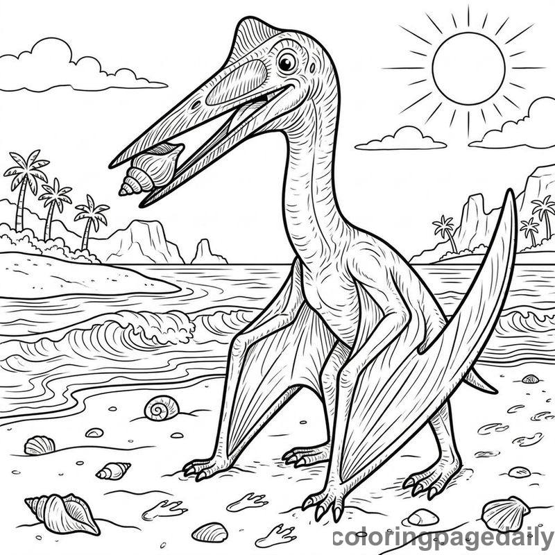 Quetzalcoatlus Exploring Beach Shells - Colored reference example