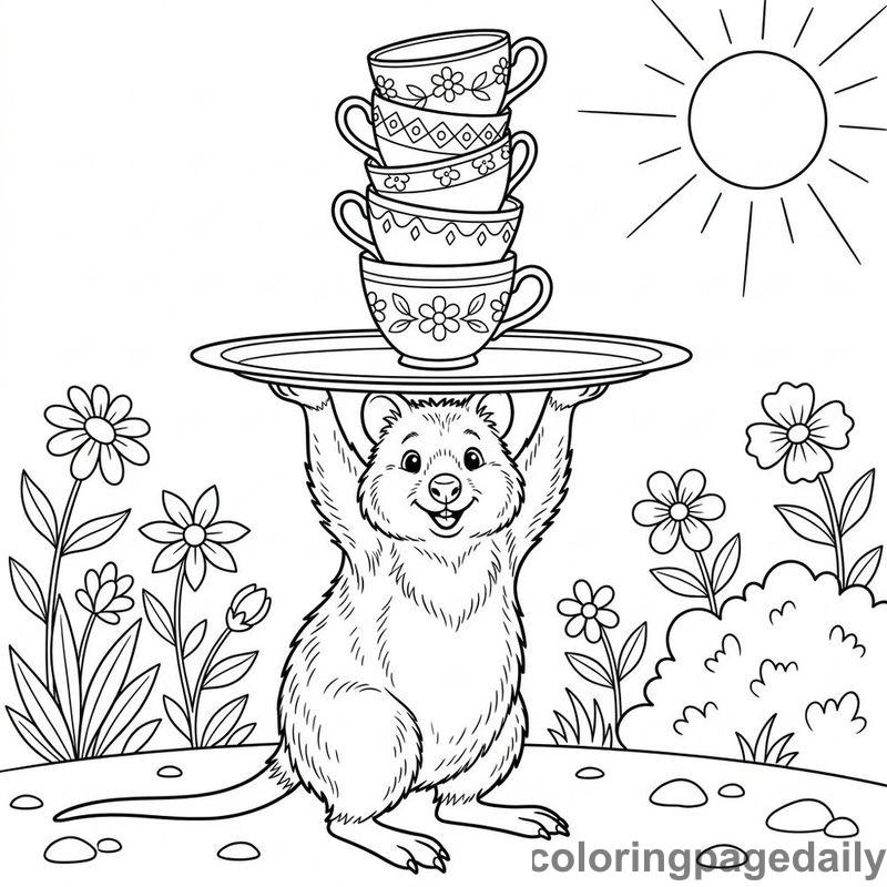 Quokka Balancing Teacups - Colored reference example