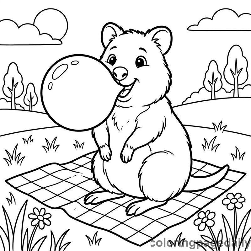 Quokka Blowing Bubblegum - Colored reference example