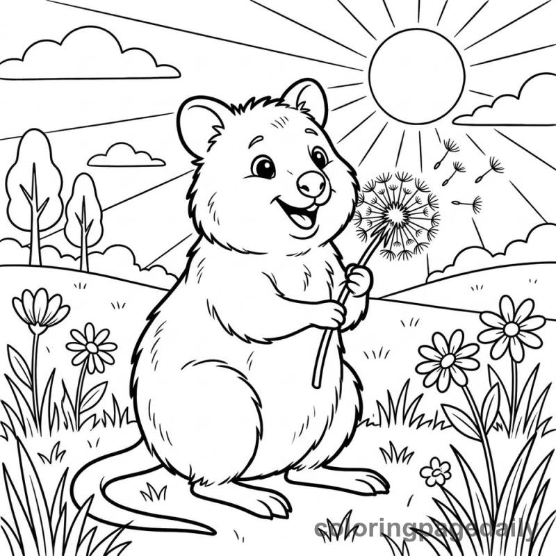Quokka Blowing Dandelion - Colored reference example