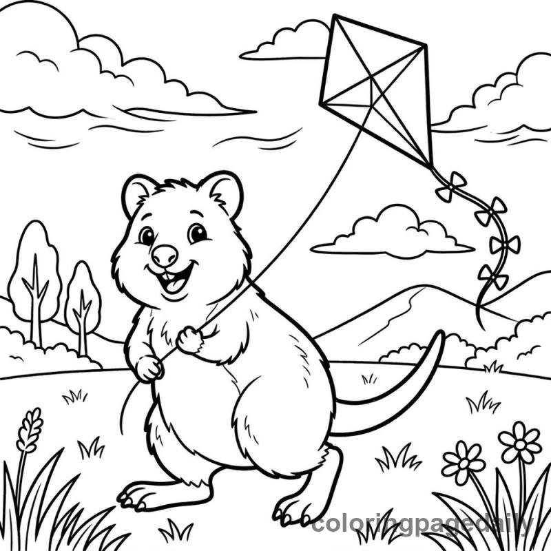 Quokka Flying A Kite - Colored reference example