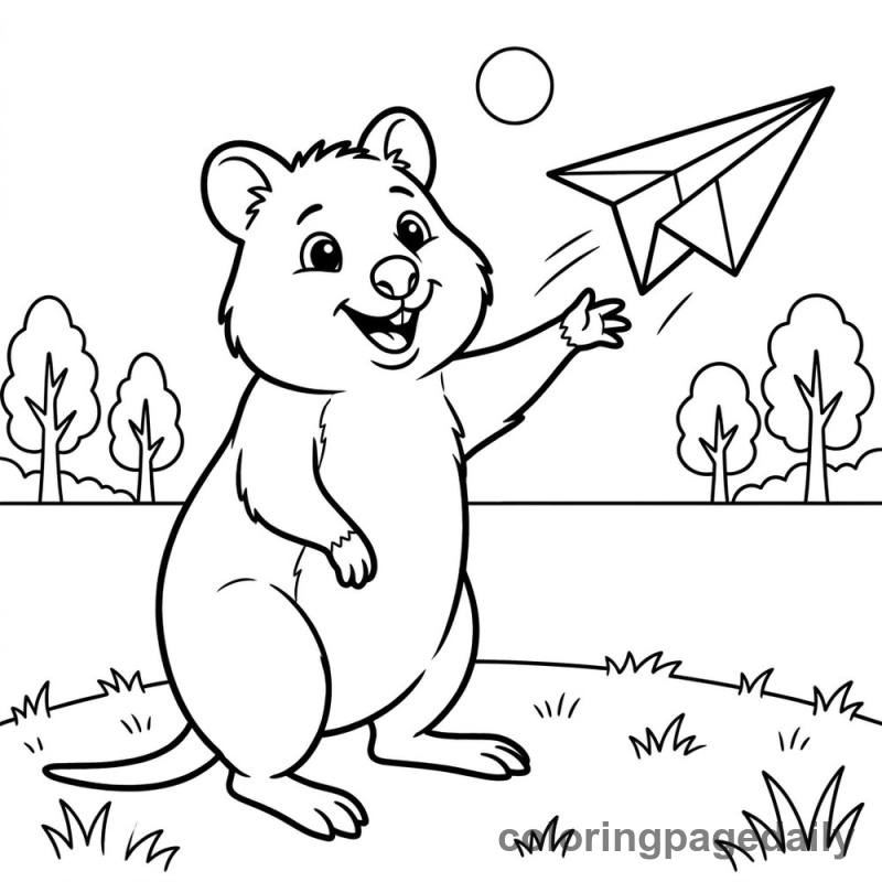 Quokka Flying Paper Airplane - Colored reference example