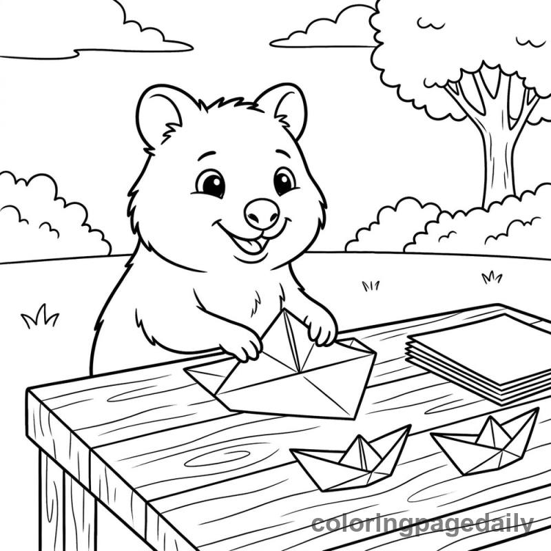 Quokka Folding Paper Boats - Colored reference example