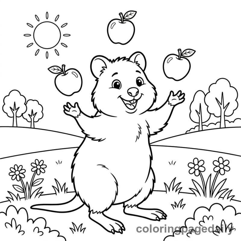 Quokka Juggling Apples - Colored reference example