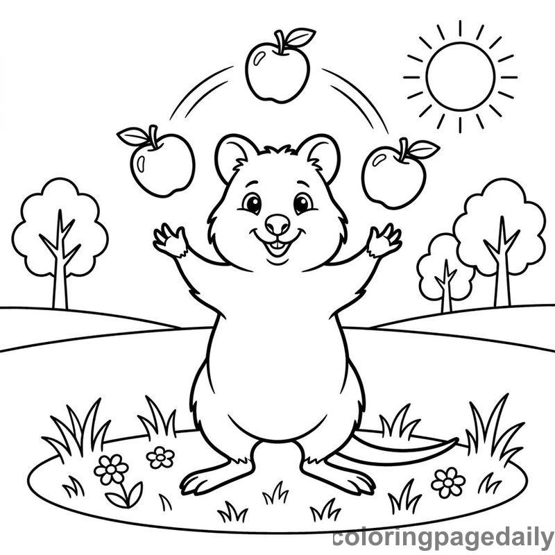 Quokka Juggling Apples - Colored reference example