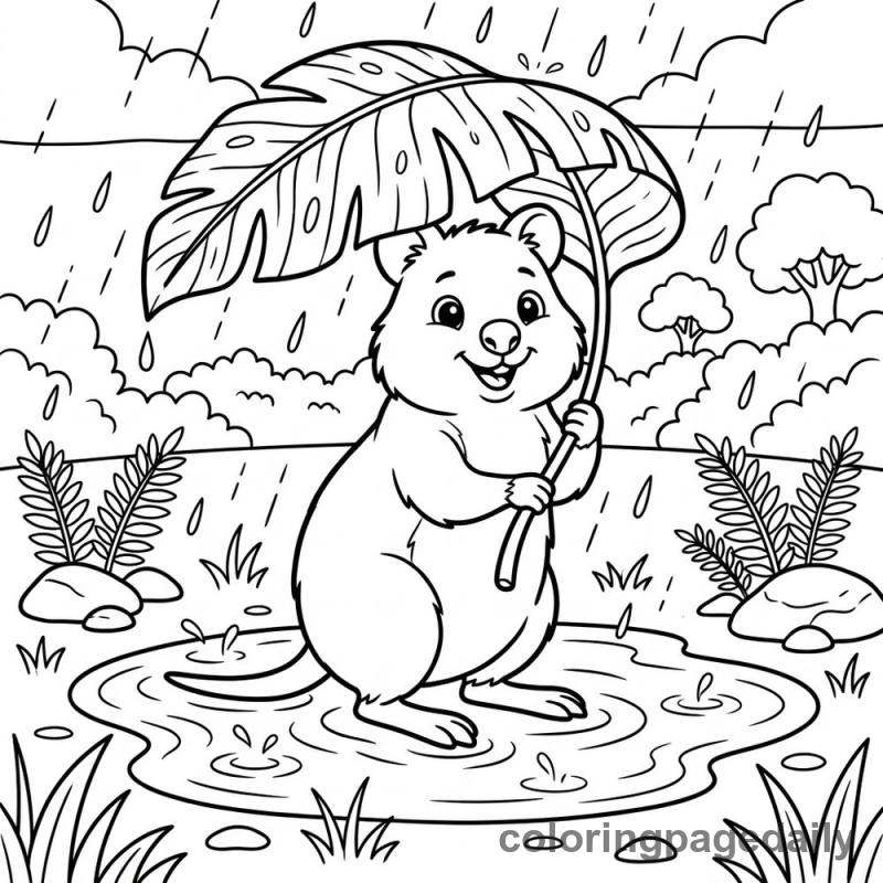 Quokka's Leaf Umbrella - Colored reference example