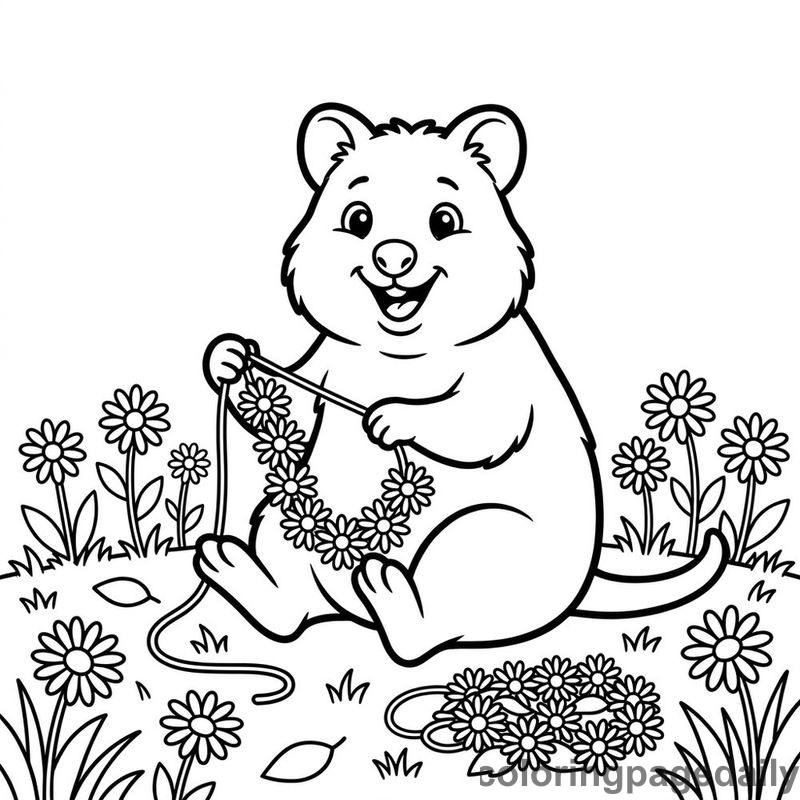 Quokka Making Daisy Chain - Colored reference example