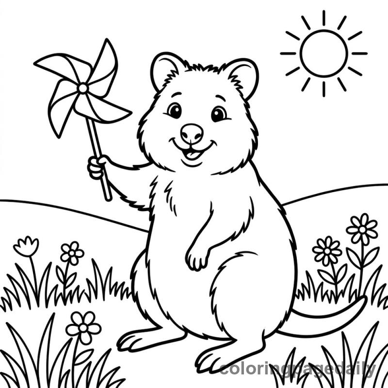 Quokka Pinwheel Fun - Colored reference example