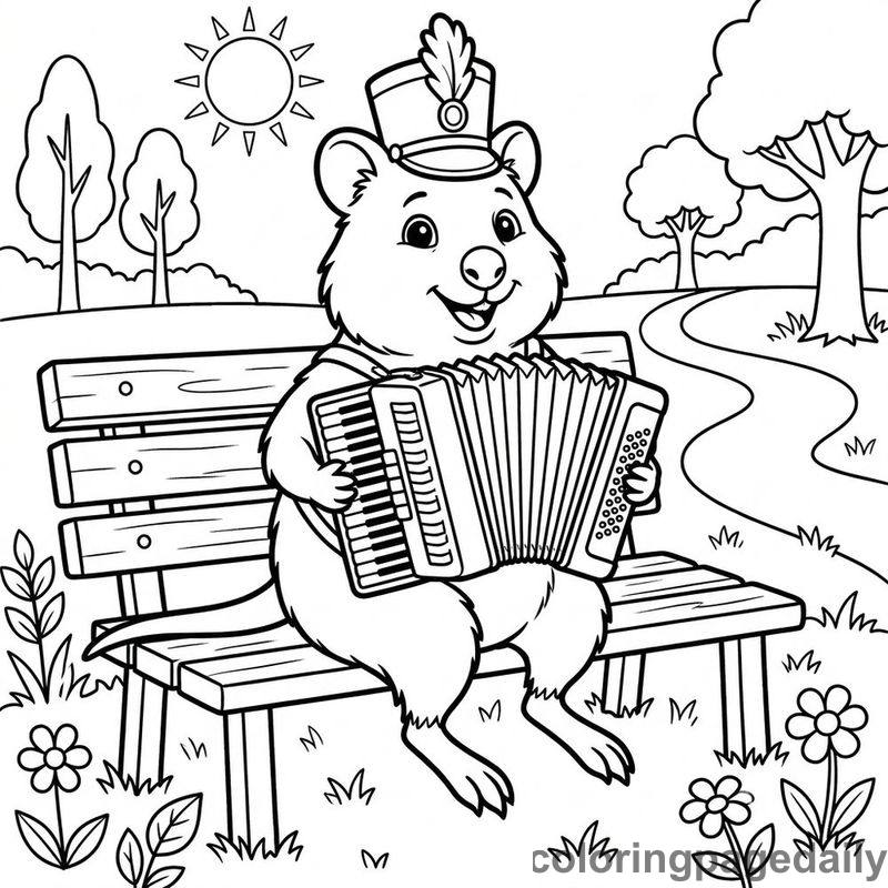 Quokka Playing The Accordion - Colored reference example