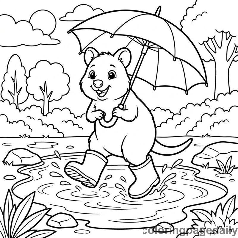 Quokka Puddle Jumping - Colored reference example