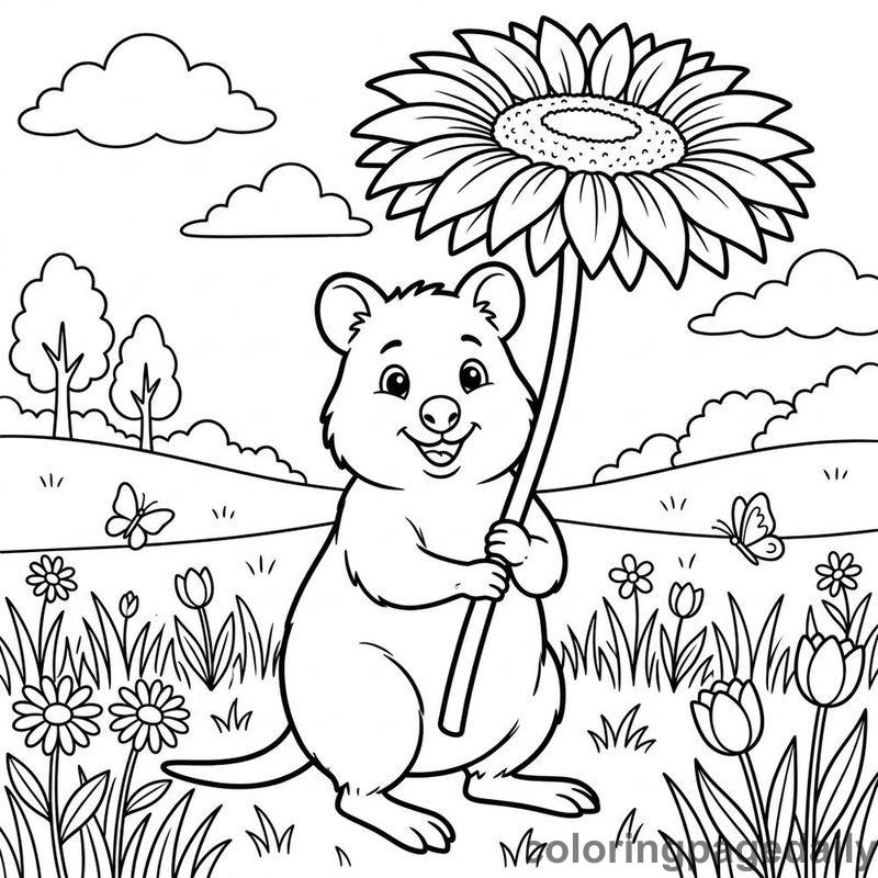 Quokka's Sunflower Umbrella - Colored reference example