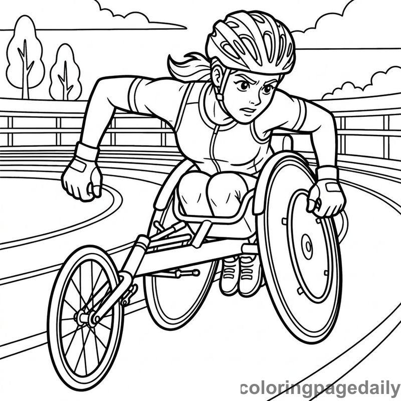 Racing Wheelchair Athlete Sprinting - Colored reference example