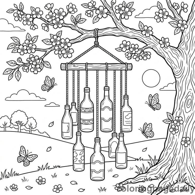 Recycled Bottle Wind Chime - Colored reference example