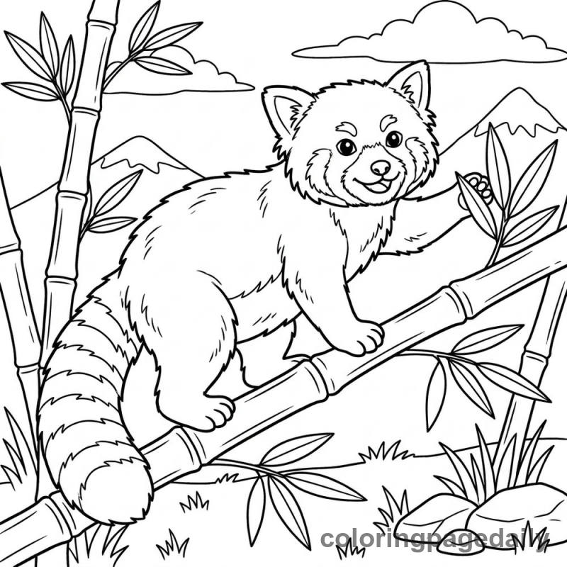 Rusty the Red Panda’s Big Bamboo Adventure - story illustration coloring page