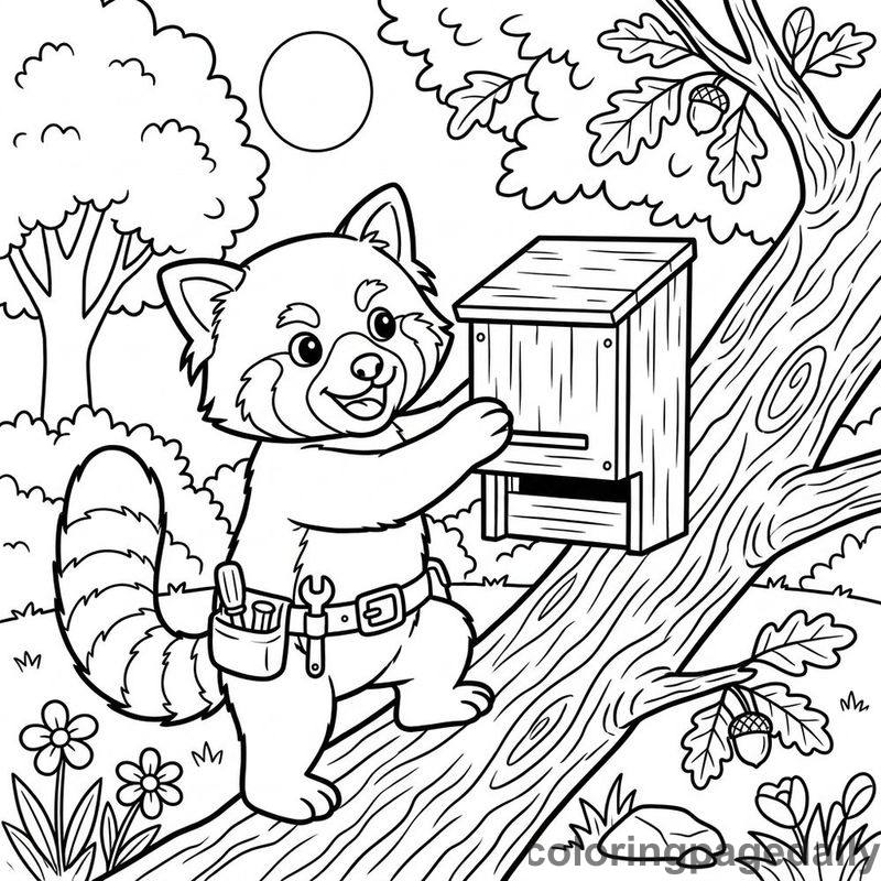 Red Panda Hanging Bat House - Colored reference example