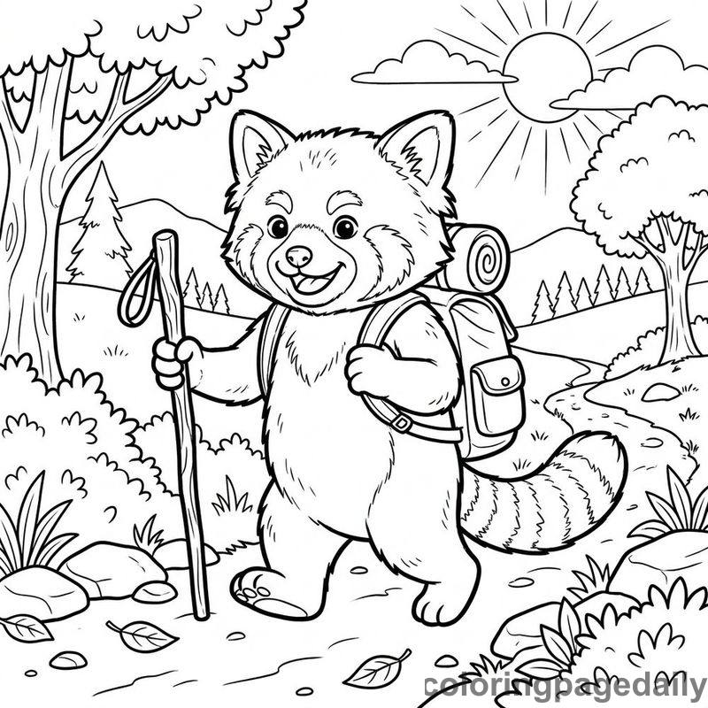 Red Panda Hiking Adventure - Colored reference example