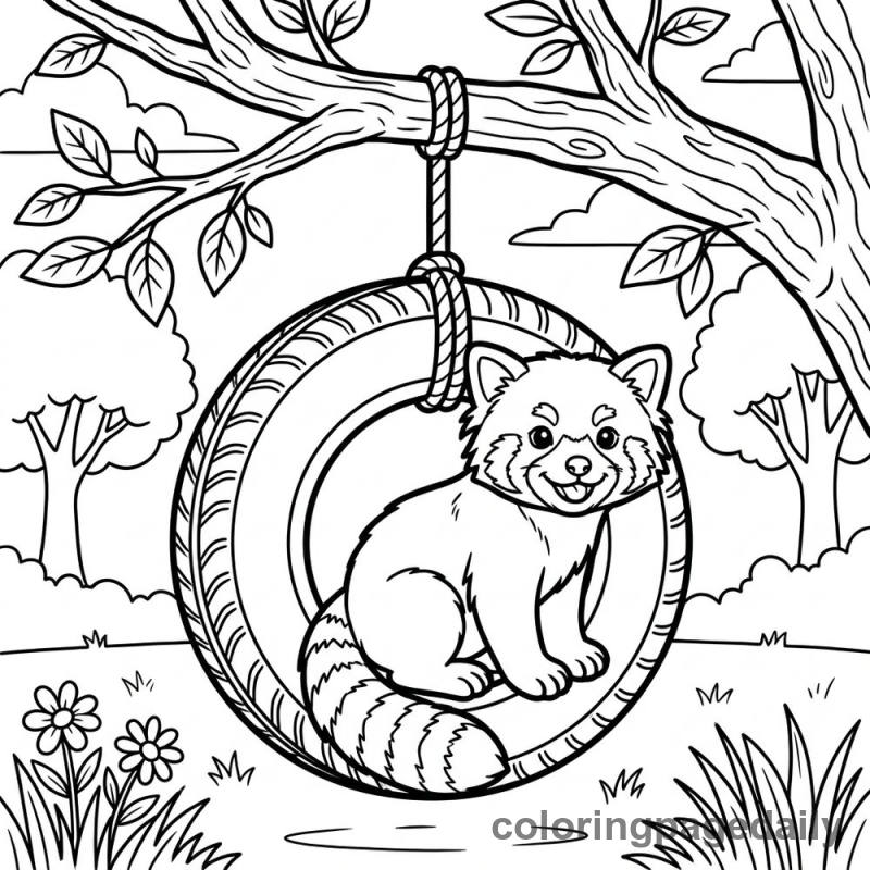 Red Panda Tire Swing - Colored reference example
