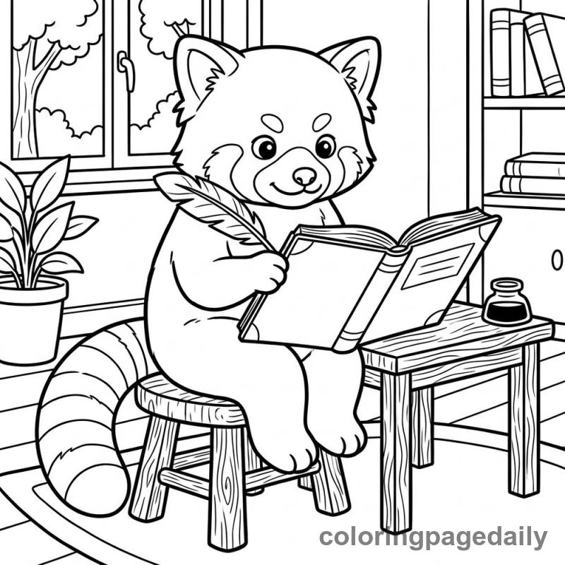 Red Panda Writing Journal - Colored reference example