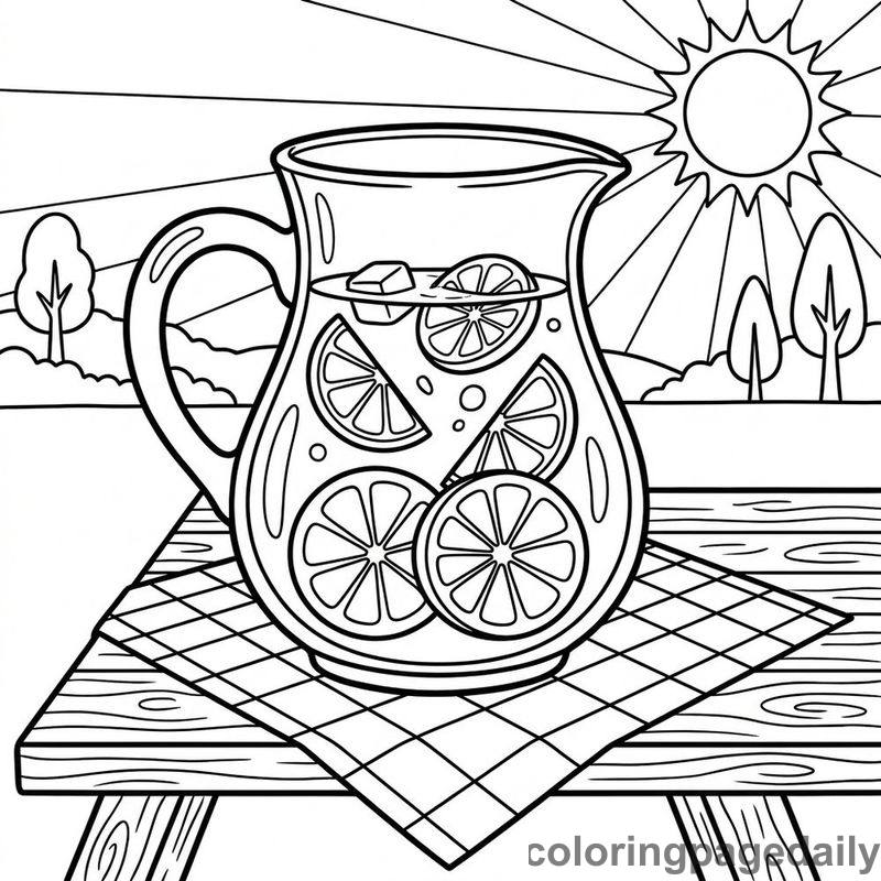 Refreshing Summer Fruit Punch - Daily printable coloring page in Summer Vacation category