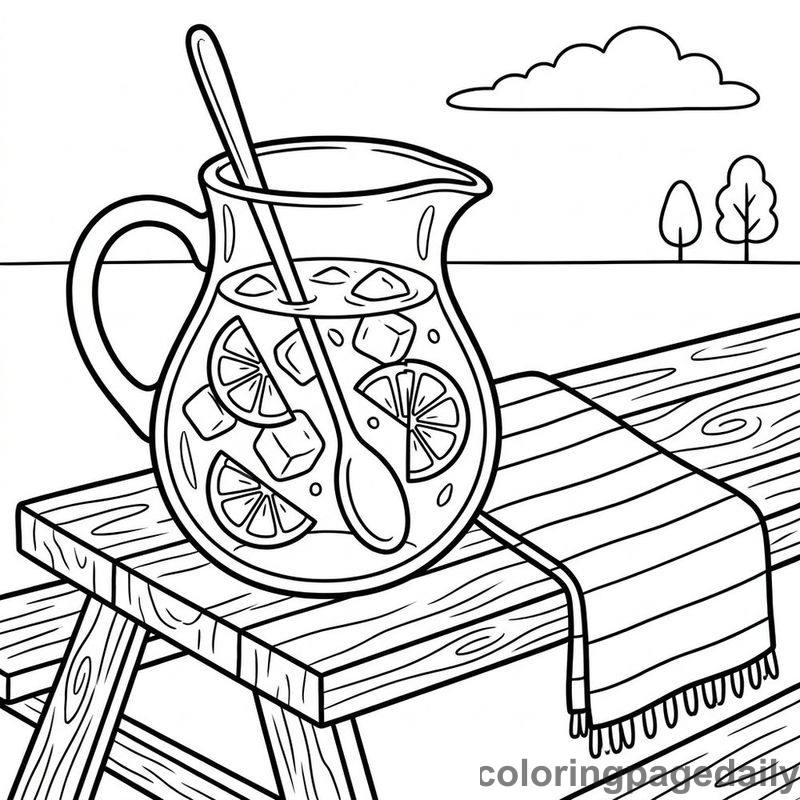 Refreshing Summer Lemonade Pitcher - Colored reference example